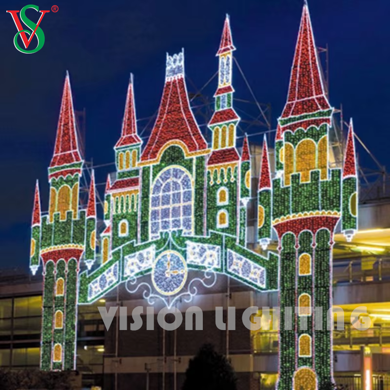 Large 3D LED Castle Tower Light – Outdoor Holiday Decoration for Commercial Christmas Displays