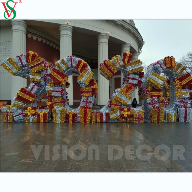 2026 New Year Sign Board Outdoor 3D Sculpture Motif Lights for New Year Decoration