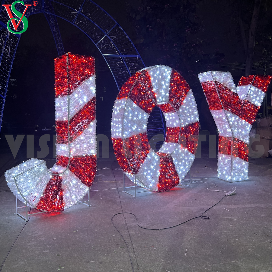 Outdoor 3D Illuminated Christmas New Year Sign Board LED Motif Decoration Light