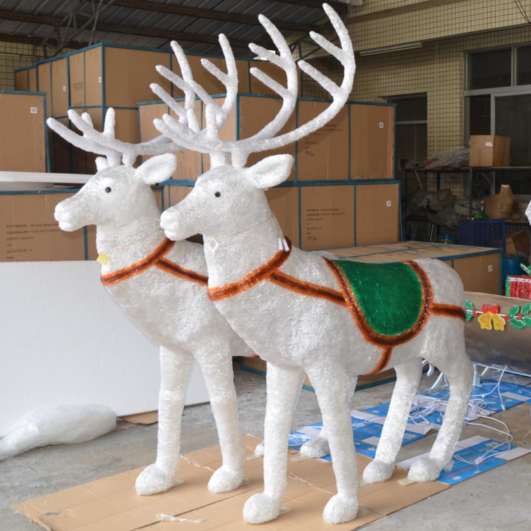 Outdoor Garden Street Motif Acrylic Reindeer Santa Claus with Sleigh Decoration Light