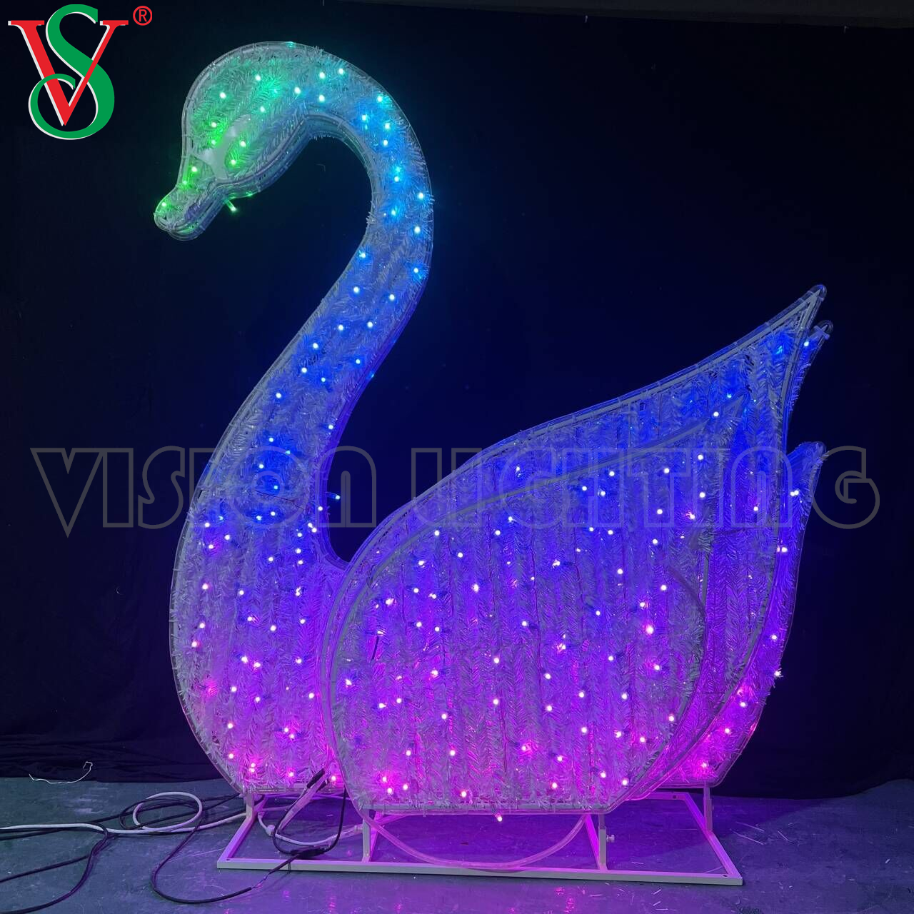 3D Illuminated Swan Structure Lighting Decoration for Outdoor Landscape Decor