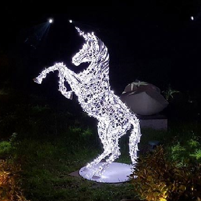 3D Lighted Animal Horse Sculpture with String Light for Zoo Garden Park Outdoor Decoration