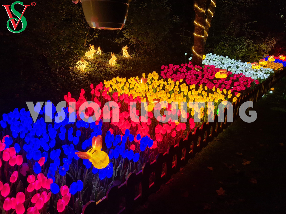 DMX/TTL WS2811 Pixel RGB Artificial Flower Led Tulip Lights for Outdoor Garden Park Decoration