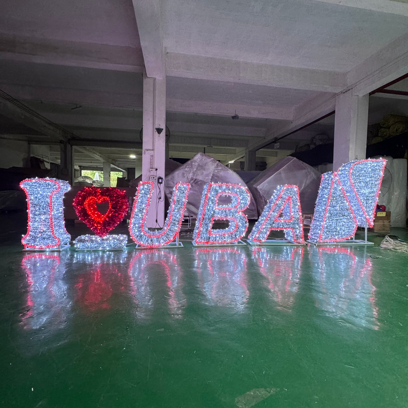 Outdoor 3D Illuminated Christmas New Year Sign Board LED Motif Decoration Light