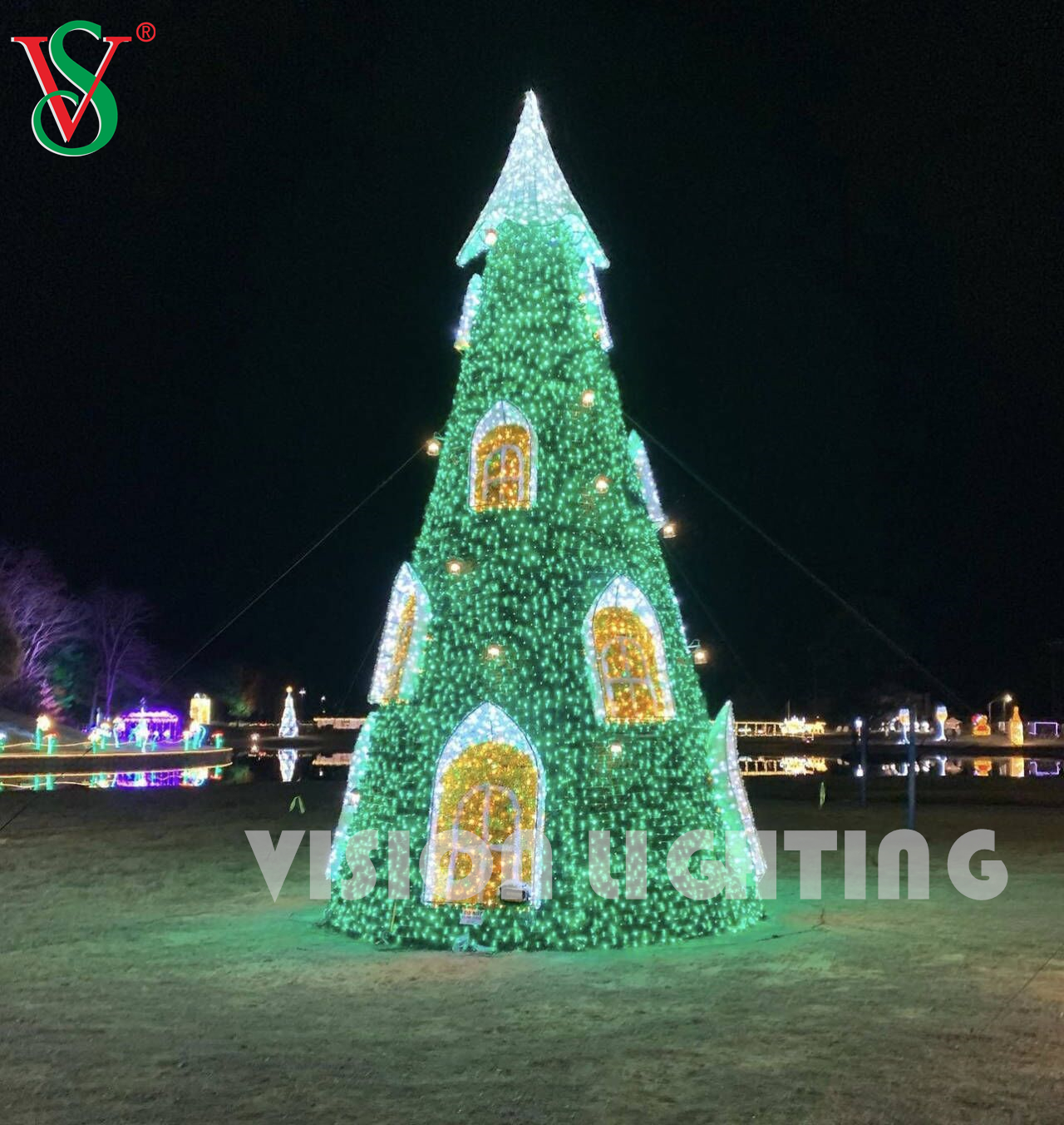 LED Outdoor Christmas Tree Light Waterproof Decorative Lighting for City Squares, Events & Commercial Displays
