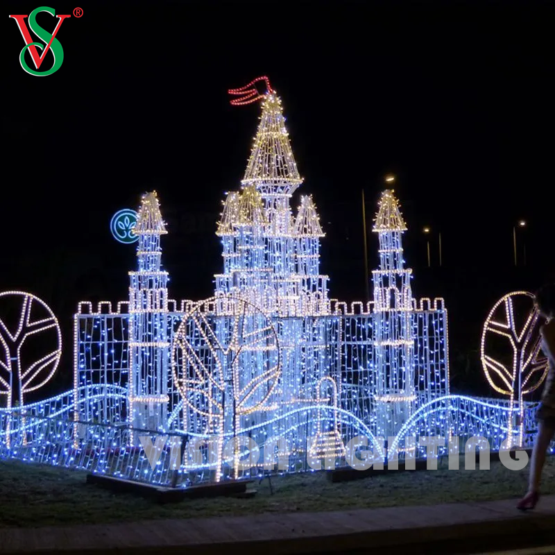 Large 3D LED Castle Tower Light – Outdoor Holiday Decoration for Commercial Christmas Displays