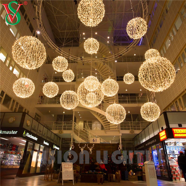 Fairy String Garland Ball Lamp Hanging Sphere Foldable Ball Motif Lights for Mall Decoration Lighting