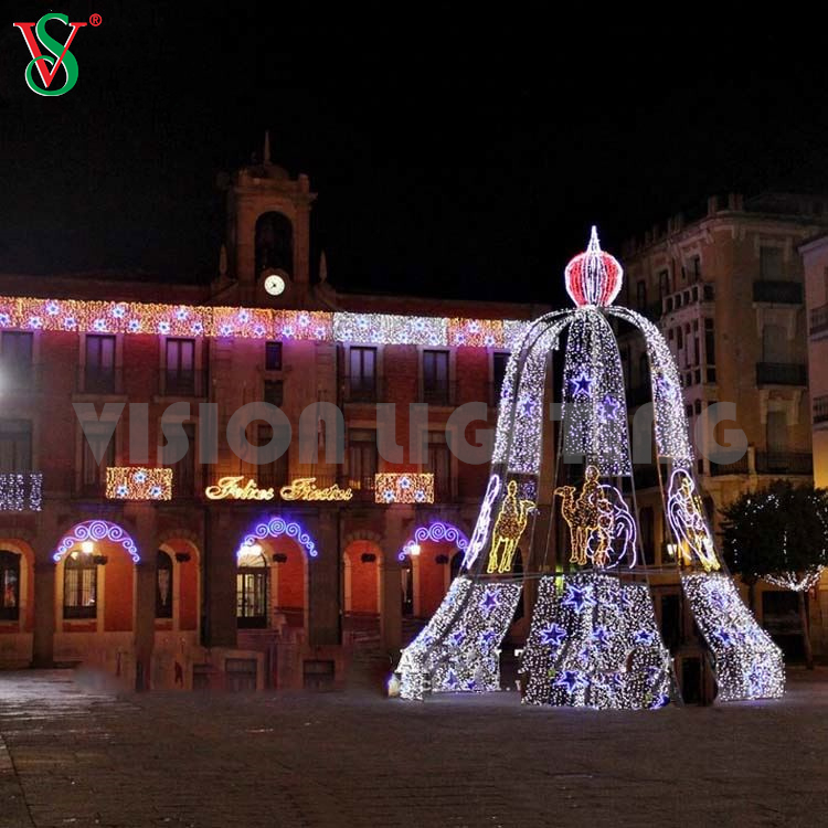 Outdoor Giant Lighted Jingle Bell Commercial Led Motif Decoration Lighting for Christmas