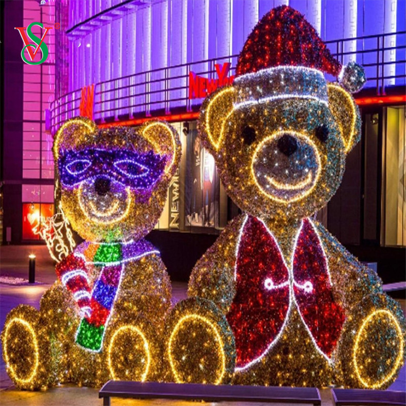 LED 3D Teddy Bear Motif Light for Christmas Holiday Decoration