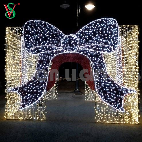 Christmas Decoration Outdoor 3D Giant Lighted Gift Box Motif Lights for Plaza