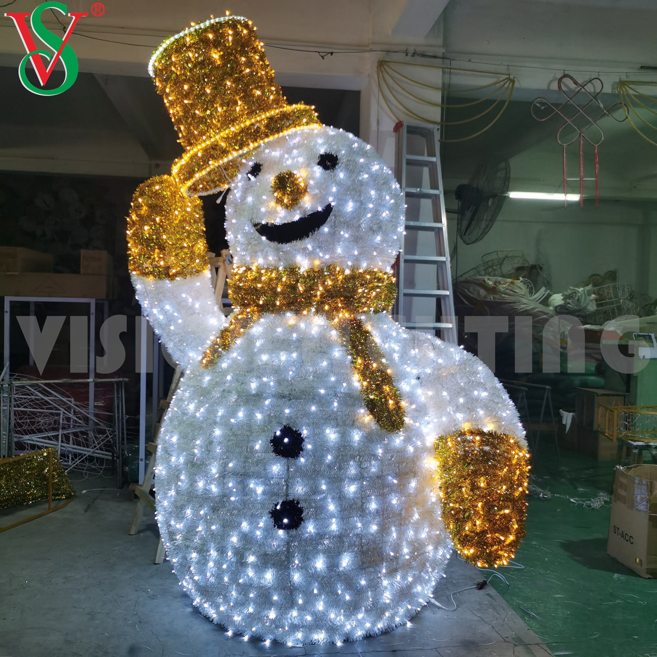 Customized Outdoor 3D Figurine Lighted Christmas Santa Snowman Led Sculpture Lights
