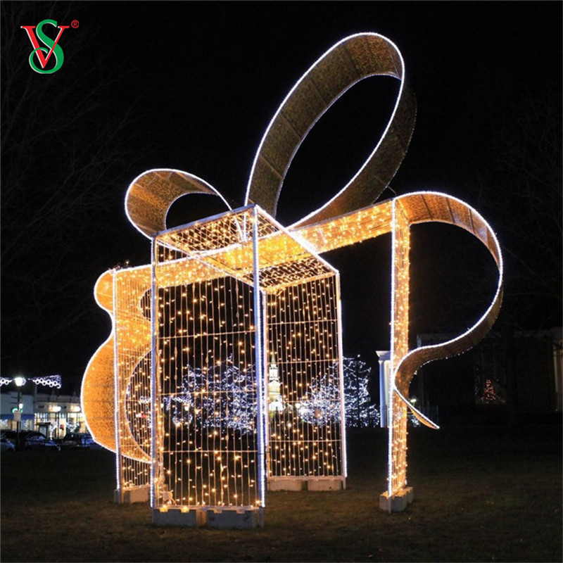 LED Christmas Gift Box Lights for Outdoor Decoration | 3D Giant Present Motif Light
