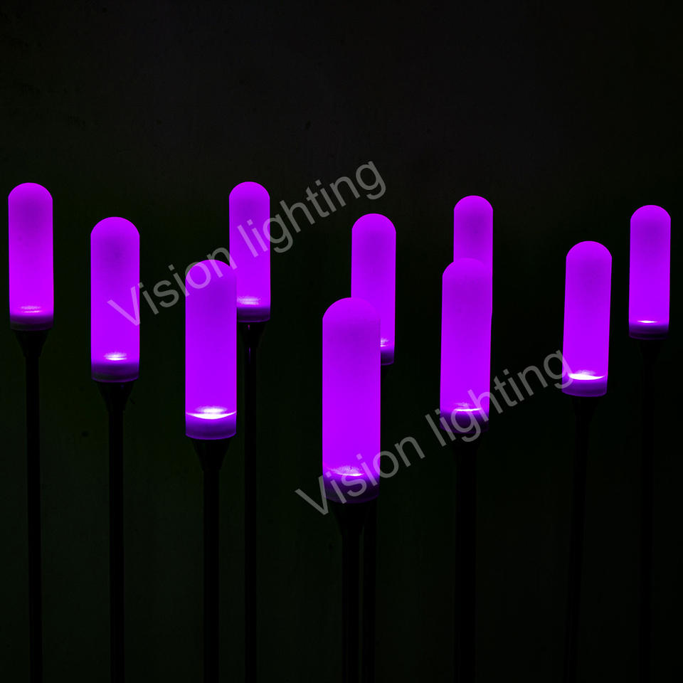 RGB outdoor lighting installation showcasing proper IP-rated fixtures in a landscape setting